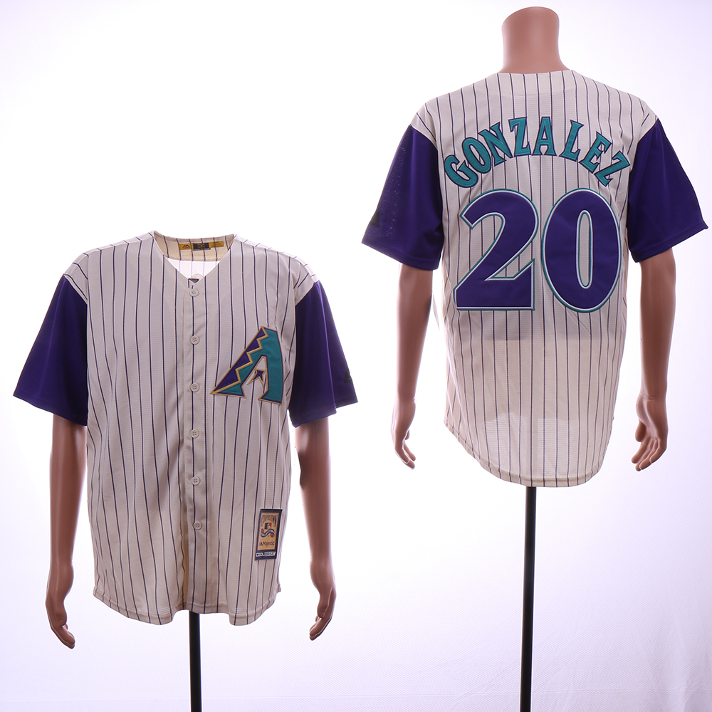 Men Arizona Diamondback #20 Gonzalez Cream Stripe MLB Jerseys->arizona diamondback->MLB Jersey